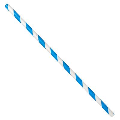 LK Packaging GPSJ775UW-BL 7 3/4" Unwrapped Jumbo Paper Straw, Blue/White Striped