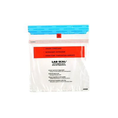 LK Packaging LABA1010B Lab Seal Specimen Bags w/ Removable Biohazard Symbol - 10" x 10", Polyethylene, Clear