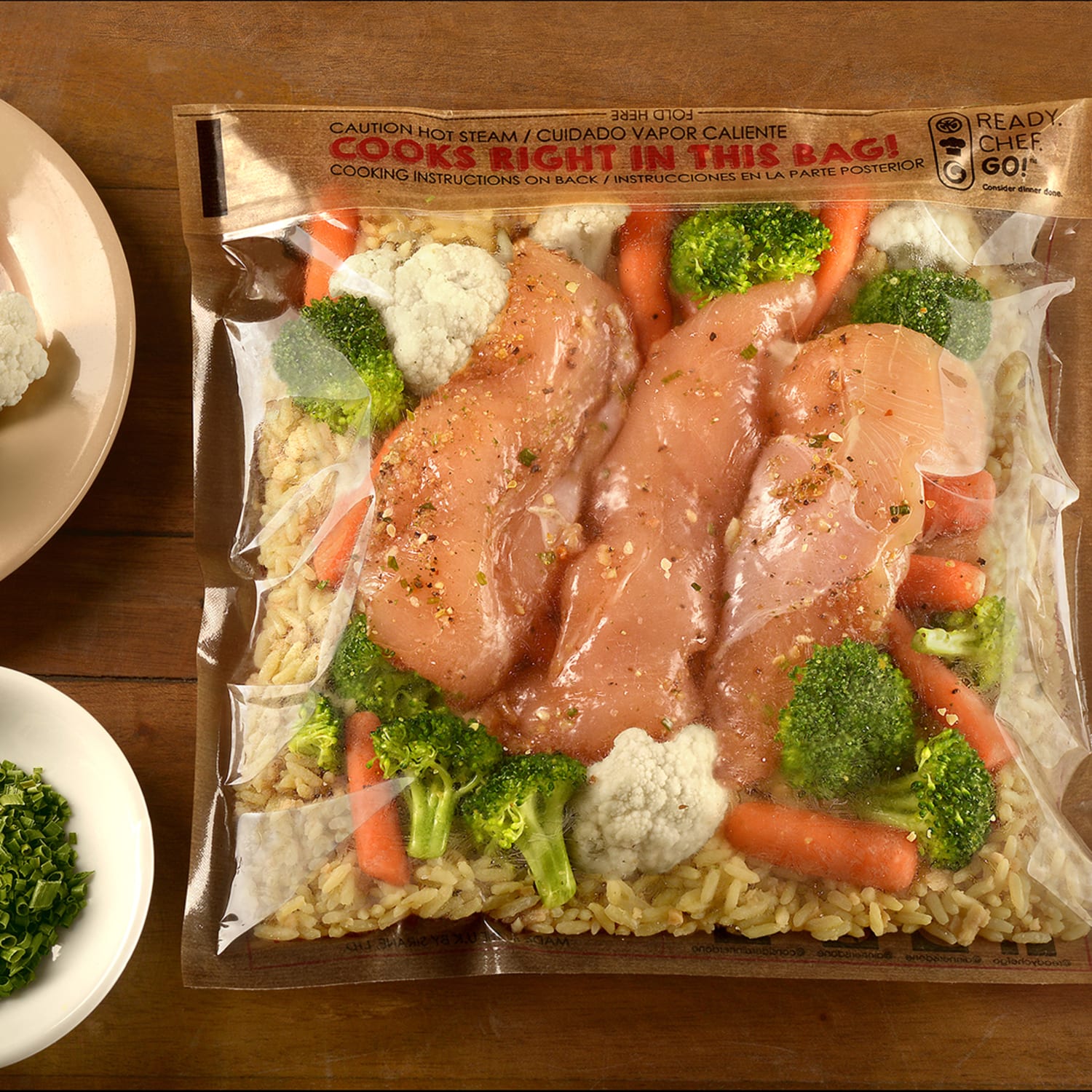 LK Packaging OSS0911P Ready. Chef. Go! Ready. Chef. Go! Self Seal Cooking Bags - 9" x 11", Plastic, Brown/Printed, Case of 250