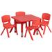 Flash Furniture YU-YCX-0023-2-SQR-TBL-RED-E-GG 24" Square Preschool Activity Table & (4) Chair Set - Plastic Top, Red