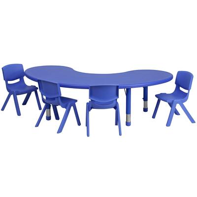 Flash Furniture YU-YCX-0043-2-MOON-TBL-BLUE-E-GG Half Moon Preschool Activity Table & (4) Chair Set - 35