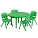 Flash Furniture YU-YCX-0073-2-ROUND-TBL-GREEN-E-GG 33" Round Preschool Activity Table & (4) Chair Set - Plastic Top, Green