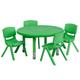 Flash Furniture YU-YCX-0073-2-ROUND-TBL-GREEN-E-GG 33" Round Preschool Activity Table & (4) Chair Set - Plastic Top, Green