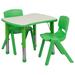 Flash Furniture YU-YCY-098-0032-RECT-TBL-GREEN-GG Preschool Activity Table & (2) Chair Set - 26 5/8"L x 21 7/8"W, Plastic Top, Green/Gray