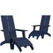 Flash Furniture 2-JJ-C14509-14309-NV-GG Sawyer Outdoor Adirondack Chair w/ Foot Rest - Resin, Navy