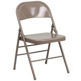 Flash Furniture HF3-MC-309AS-BGE-GG Folding Chair w/ Beige Metal Back & Seat - Steel Frame, Beige, Triple Braced