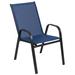 Flash Furniture 4-JJ-303C-NV-GG Outdoor Stackable Arm Chair - Navy Fabric w/ Black Metal Frame