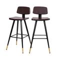 Flash Furniture AY-S02-BR-GG Kora Commercial Bar Stool w/ Brown LeatherSoft Upholstered Back & Seat, Black