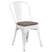 Flash Furniture CH-31230-WH-WD-GG Stacking Side Chair w/ Vertical Slat Back & Wood Seat - Steel, White