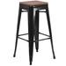 Flash Furniture CH-31320-30-BK-WD-GG Backless Commercial Bar Stool w/ Wood Seat, Black