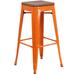 Flash Furniture CH-31320-30-OR-WD-GG Industrial Backless Commercial Bar Stool w/ Wood Seat, Orange