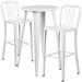 Flash Furniture CH-51080BH-2-30VRT-WH-GG 24" Square Bar Height Table w/ (2) Bar Stool Set - White Steel Top, Steel Base