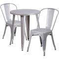 Flash Furniture CH-51080TH-2-18CAFE-SIL-GG 24" Round Table & (2) CafÃ© Chair Set - Metal, Silver