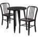 Flash Furniture CH-51080TH-2-18VRT-BQ-GG 24" Round Table & (2) Chair Set - Metal, Black & Antique Gold