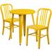 Flash Furniture CH-51080TH-2-18VRT-YL-GG 24" Round Table & (2) Chair Set - Metal, Yellow