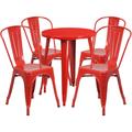 Flash Furniture CH-51080TH-4-18CAFE-RED-GG 24" Round Table & (4) CafÃ© Chair Set - Metal, Red