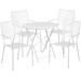 Flash Furniture CO-30RDF-02CHR4-WH-GG 30" Round Folding Patio Table & (4) Square Back Arm Chair Set - Steel, White