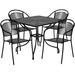 Flash Furniture CO-35SQ-03CHR4-BK-GG 35 1/4" Square Patio Table & (4) Round Back Arm Chair Set - Steel, Black