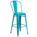 Flash Furniture ET-3534-30-CB-GG Contemporary Commercial Bar Stool w/ Curved Back & Metal Seat, Crystal Teal Blue