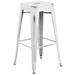 Flash Furniture ET-BT3503-30-WH-GG Backless Commercial Bar Stool w/ Metal Seat, Distressed White, 30" Height