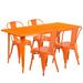 Flash Furniture ET-CT005-4-30-OR-GG Rectangular Table & (4) Chair Set - 63"W x 31 1/2"D x 29 1/2"H, Steel, Orange
