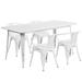 Flash Furniture ET-CT005-4-70-WH-GG Rectangular Table & (4) Chair Set - 63"W x 31 1/2"D x 29 1/2"H, Steel, White