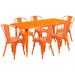 Flash Furniture ET-CT005-6-30-OR-GG Rectangular Table & (6) Chair Set - 63"W x 31 1/2"D x 29 1/2"H, Steel, Orange