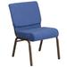 Flash Furniture FD-CH0221-4-GV-BLUE-GG Extra Wide Stacking Church Chair w/ Blue Fabric Back & Seat - Steel Frame, Gold Vein