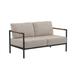 Flash Furniture GM-201027-2S-GY-GG Outdoor Patio Loveseat - Beige Cushions w/ Black Steel Frame
