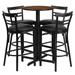 Flash Furniture HDBF1036-GG 24" Round Bar Height Table w/ (4) Bar Stool Set - Walnut Laminate Top, Steel Base, Black