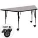 Flash Furniture XU-A3060-TRAP-GY-H-P-CAS-GG Trapezoid Mobile Activity Table - 57 1/2"L x 26 1/4"W, Laminate Top, Gray
