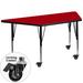 Flash Furniture XU-A3060-TRAP-RED-T-P-CAS-GG Trapezoid Mobile Activity Table - 57 1/2"L x 26 1/4"W, Laminate Top, Red