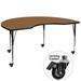 Flash Furniture XU-A4872-KIDNY-OAK-T-A-CAS-GG Kidney Shaped Mobile Activity Table - 72"L x 48"W, Laminate Top, Oak, Brown