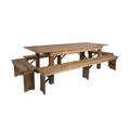 Flash Furniture XA-FARM-5-GG Rectangular Folding Farm Table & 96"W x 40"D x 30"H, Plank Top, Solid Pine Base