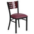 Flash Furniture XU-DG-60117-MAH-BURV-GG Hercules Series Restaurant Chair w/ Mahogany Wood Back & Burgundy Vinyl Seat - Steel Frame, Black