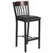 Flash Furniture XU-DG-60618B-WAL-BLKV-GG Commercial Bar Stool w/ Walnut Wood Vertical Slat Back & Black Vinyl Seat, Black