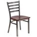 Flash Furniture XU-DG694BLAD-CLR-MAHW-GG Restaurant Chair w/ Ladder Back & Mahogany Wood Seat - Steel Frame, Silver