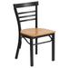 Flash Furniture XU-DG6Q6B1LAD-NATW-GG Restaurant Side Chair w/ Ladder Back & Natural Wood Seat - Steel Frame, Black