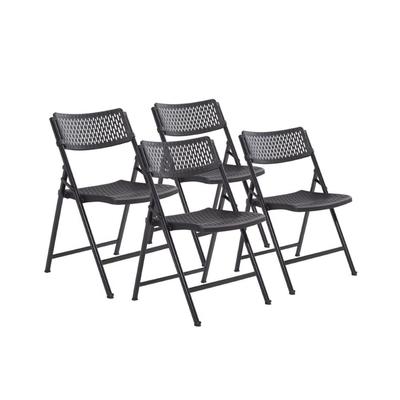 National Public Seating 1410 Folding Chair w/ Black Plastic Back & Seat - Steel Frame, Black