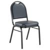 National Public Seating 9204-BT Stacking Chair w/ Midnight Blue Vinyl Back & Seat - Steel Frame, Black