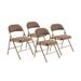 National Public Seating 973 Folding Chair w/ Star Trail Brown Fabric Back & Seat - Steel Frame, Beige