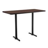 National Public Seating CT23060TBMY Rectangular Bar Height Table - 60" x 30", Mahogany Laminate Top, Black Metal Base