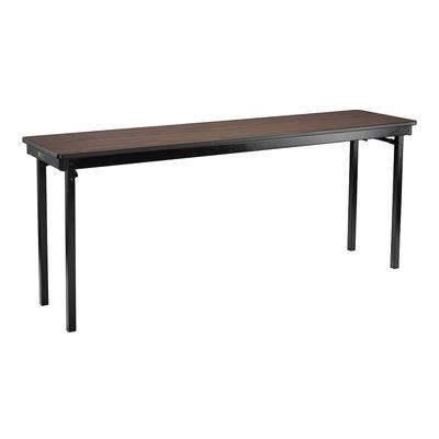 National Public Seating MSFT1860PWEBWT Folding Table w/ Montana Walnut Laminate Top & Black Steel Frame - 60"L x 18"W x 29"H