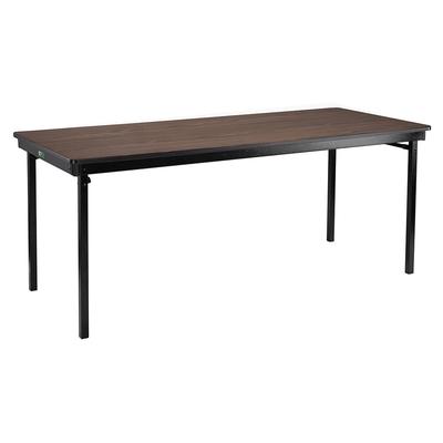 National Public Seating MSFT3660PWEBWT Folding Table w/ Montana Walnut Laminate Top & Black Steel Frame - 60"L x 36"W x 29"H