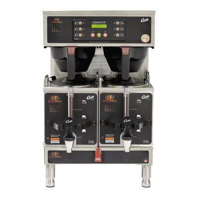 Curtis GEMTIF10A1000 Automatic Twin Coffee Brewer w/ 2 Lower Warmer & Hot Water Faucet, 220v/1ph, Silver
