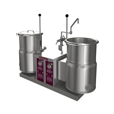 Crown Steam EC-10TW-2 (2) 10 gal. Steam Kettles - Manual Tilt, 2/3 Jacket, 208v/1ph, Stainless Steel