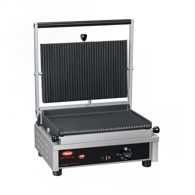 Hatco MCG14G Single Commercial Panini Press w/ Cast Iron Grooved Plates, 120v, 14", 120 V, Stainless Steel