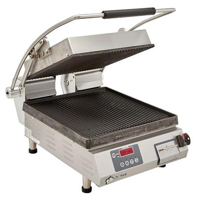 Star PGT14IE Single Commercial Panini Press w/ Cast Iron Grooved Plates, 240v/1ph, Electronic Control w/ Timer, 208-240 V, Stainless Steel