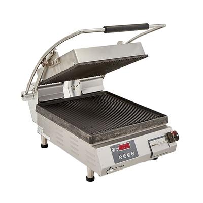 Star PGT14IE Single Commercial Panini Press w/ Cast Iron Grooved Plates, 240v/1ph, Electronic Control w/ Timer, 208-240 V, Stainless Steel