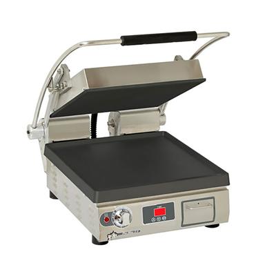 Star PST14IE Single Commercial Panini Press w/ Cast Iron Smooth Plates, 240v/1ph, Smooth Cast Iron Plates, Electronic Timer, Stainless Steel